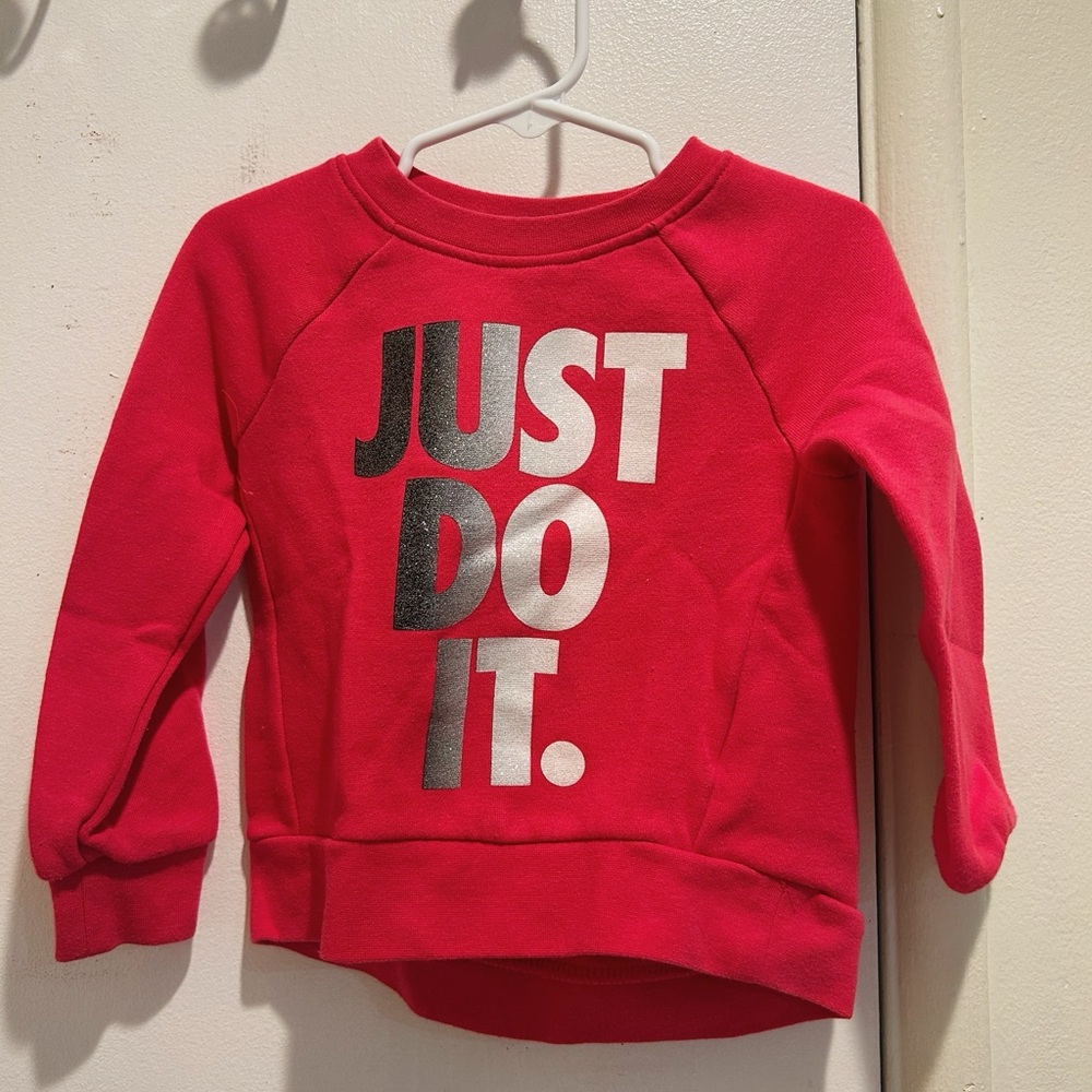 Nike Kids Pink Sweatshirt with Silver Text